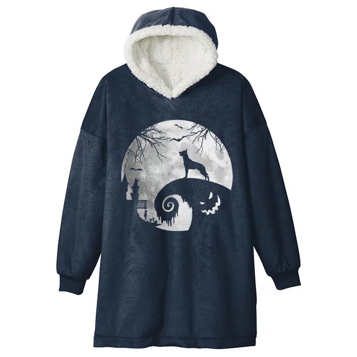 Belgian Malinois Dog And Moon Halloween Costume Dog Lover Hooded Wearable Blanket