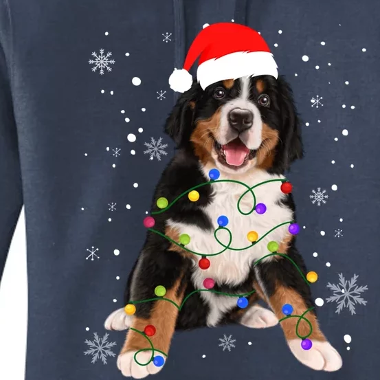 Bernese Mountain Dog Lights Christmas Matching Family Funny Gift Women's Pullover Hoodie