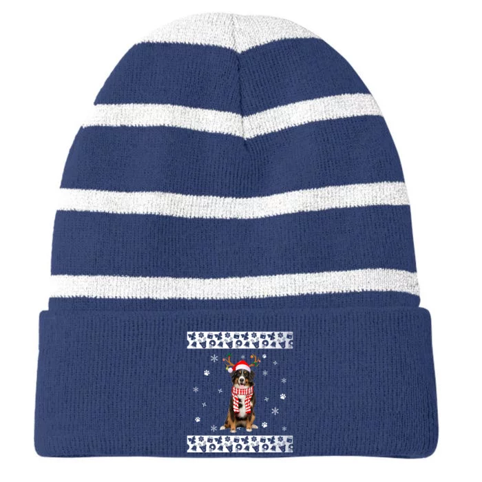 Bernese Mountain Dog Christmas Lover Gifts Striped Beanie with Solid Band