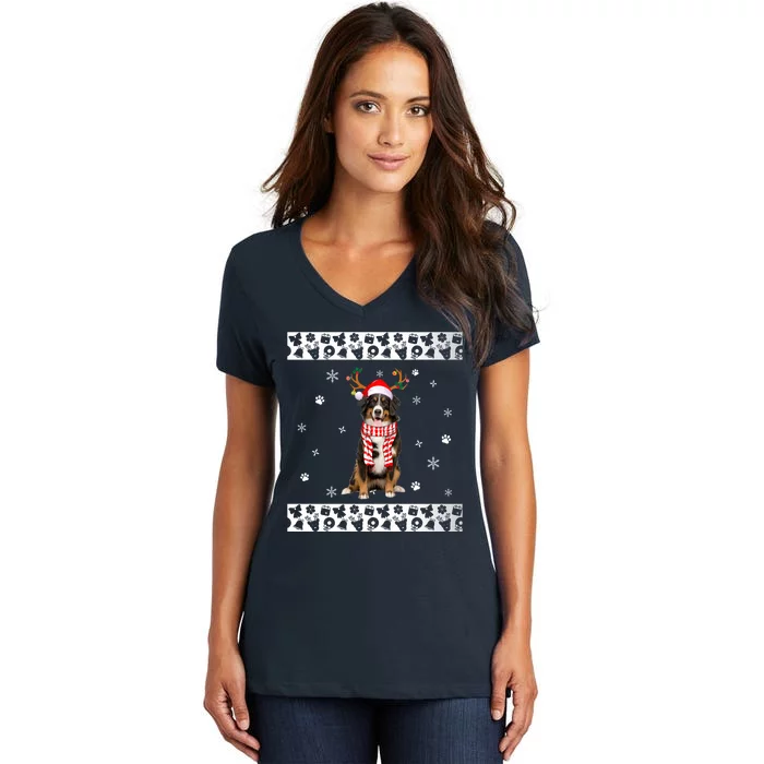 Bernese Mountain Dog Christmas Lover Gifts Women's V-Neck T-Shirt