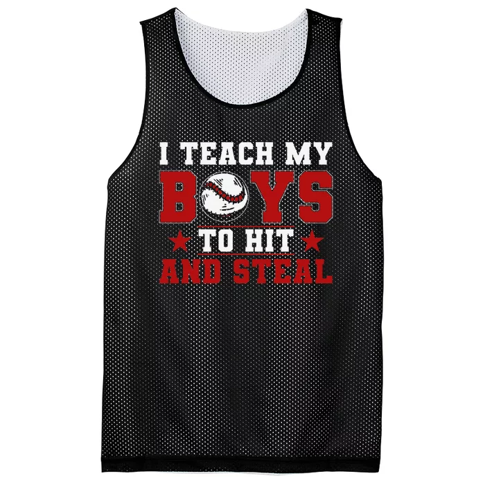 Baseball Mom Dad I Teach My To Hit And Steal Mesh Reversible Basketball Jersey Tank