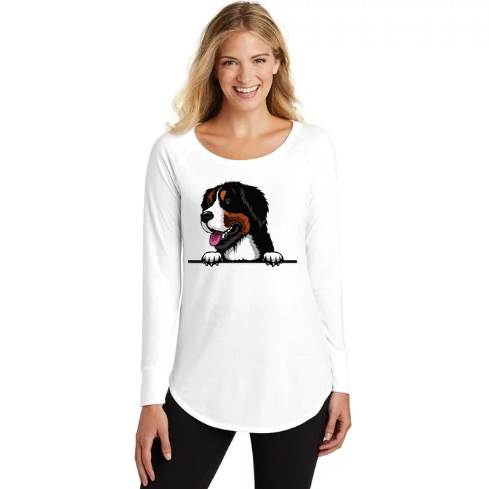 Bernese Mountain Dog Breed Popping Up Fun Dog Owner Women's Perfect Tri Tunic Long Sleeve Shirt