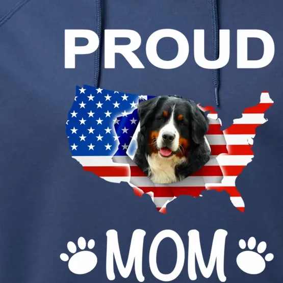 Bernese Mountain Dog Bernese Mountain Proud Patriot Mom Cute Gift Performance Fleece Hoodie