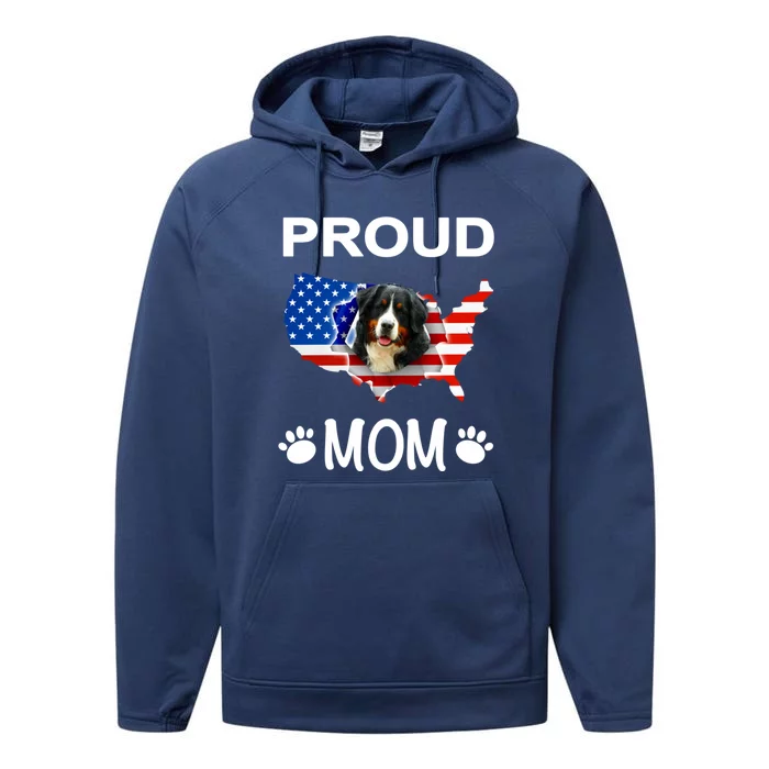 Bernese Mountain Dog Bernese Mountain Proud Patriot Mom Cute Gift Performance Fleece Hoodie