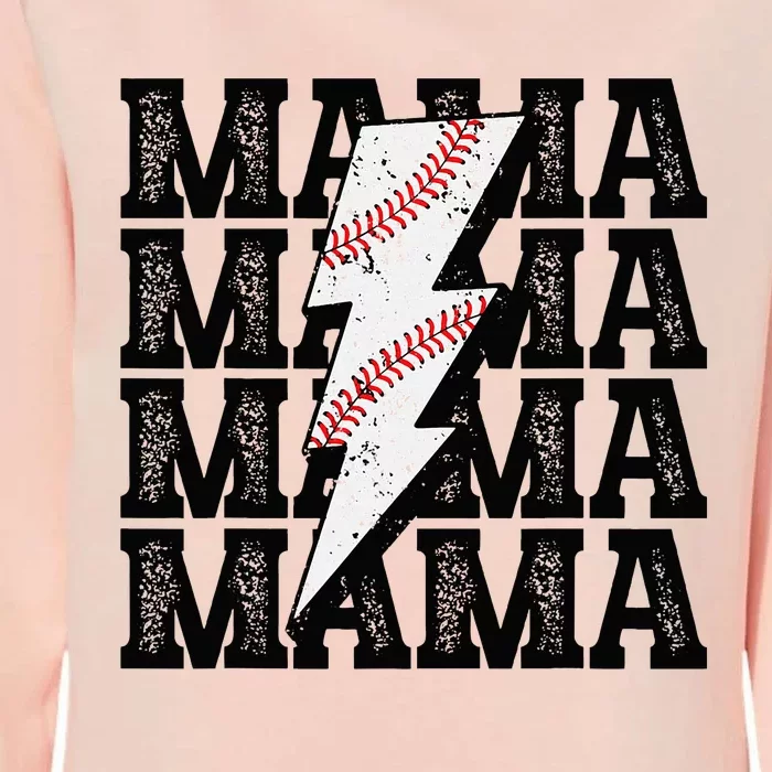 Baseball Mama Distressed Lightning Bolt Mom Womens California Wash Sweatshirt