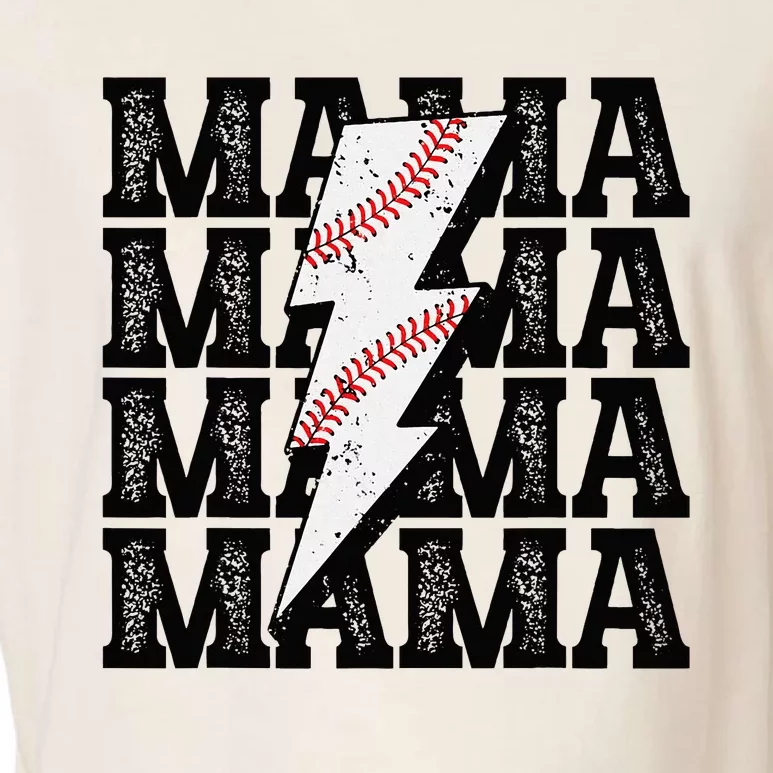 Baseball Mama Distressed Lightning Bolt Mom Garment-Dyed Women's Muscle Tee