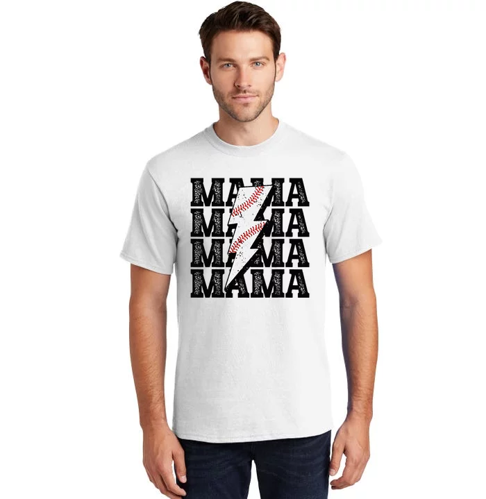 Baseball Mama Distressed Lightning Bolt Mom Tall T-Shirt