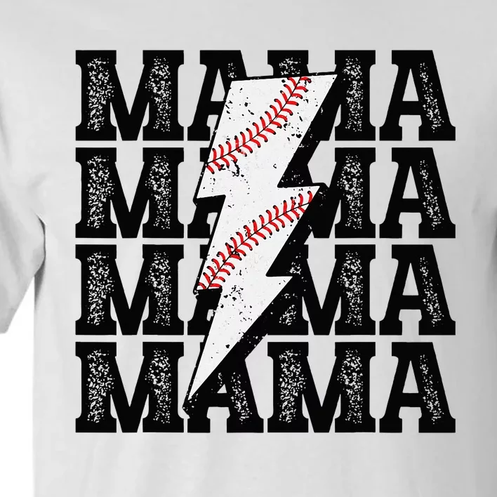 Baseball Mama Distressed Lightning Bolt Mom Tall T-Shirt