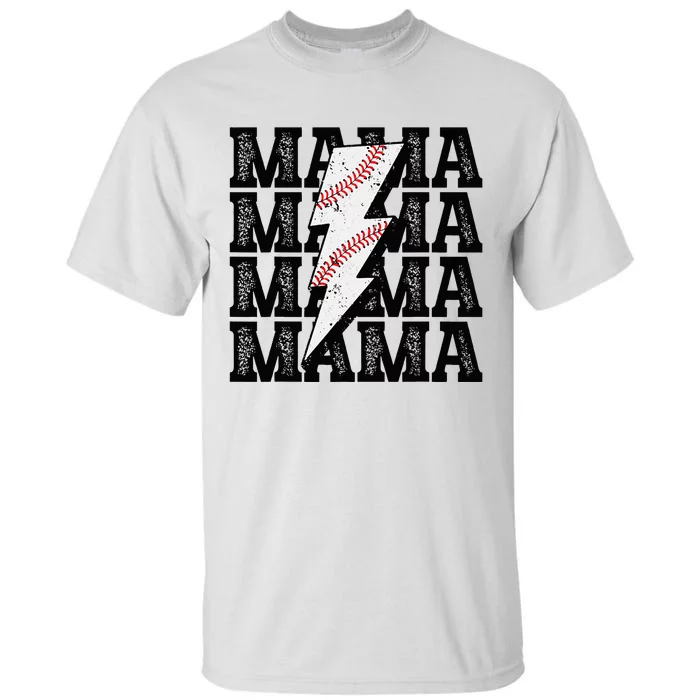 Baseball Mama Distressed Lightning Bolt Mom Tall T-Shirt