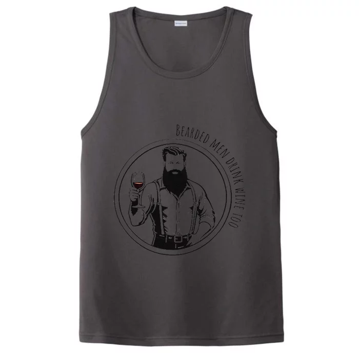 Bearded Me.N Drink Wine Too Performance Tank