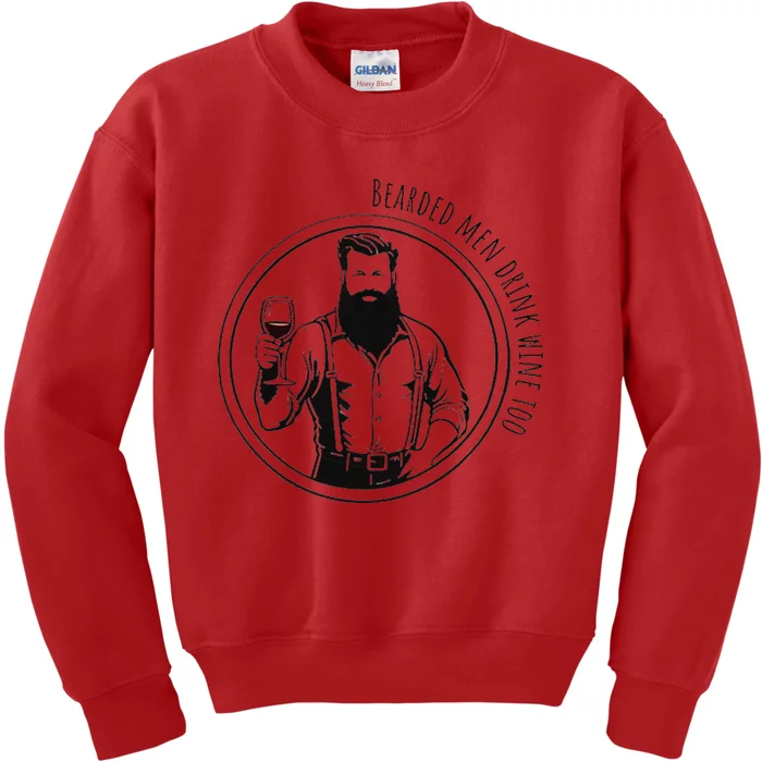 Bearded Me.N Drink Wine Too Kids Sweatshirt