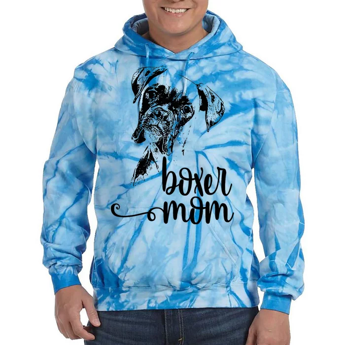 Boxer Mom Dog Face Dog Lovers Boxer Mom Tie Dye Hoodie