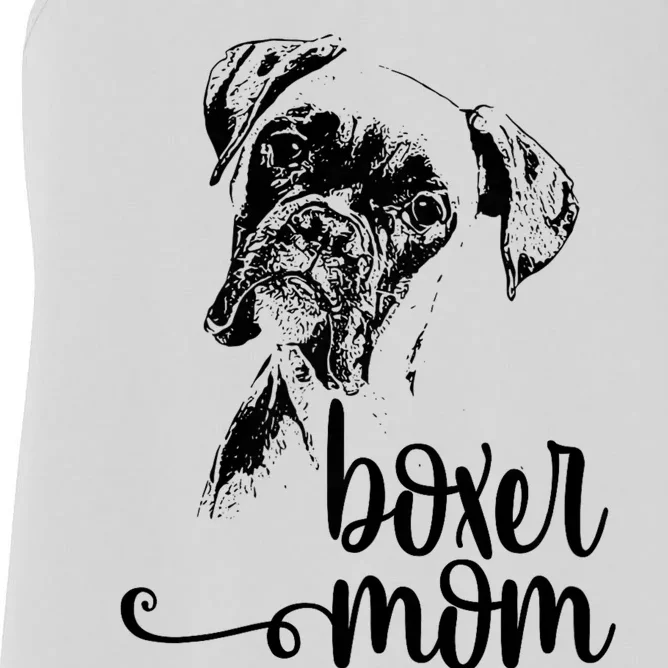 Boxer Mom Dog Face Dog Lovers Boxer Mom Women's Racerback Tank