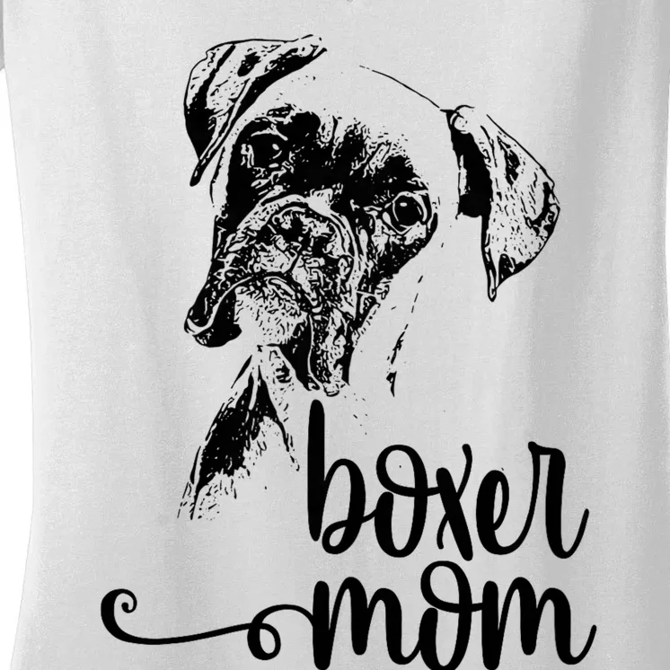 Boxer Mom Dog Face Dog Lovers Boxer Mom Women's V-Neck T-Shirt