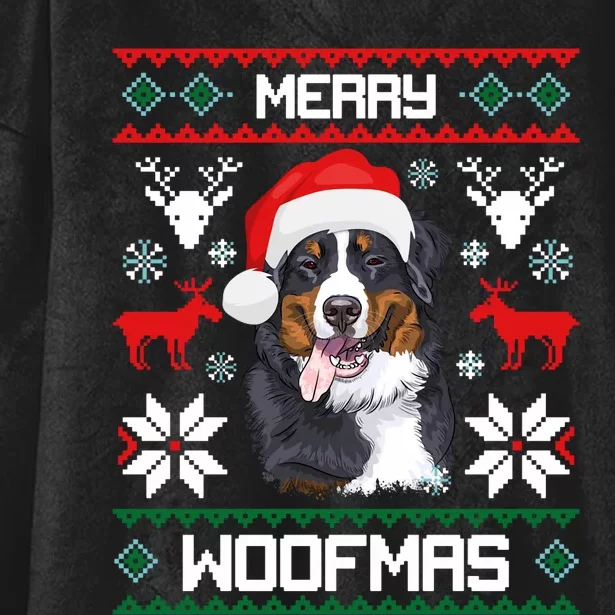 Bernese Mountain Dog Gift For Merry Christmas Woofmas Berner Hooded Wearable Blanket