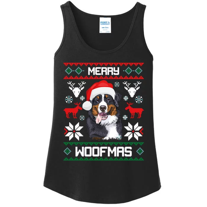 Bernese Mountain Dog Gift For Merry Christmas Woofmas Berner Ladies Essential Tank