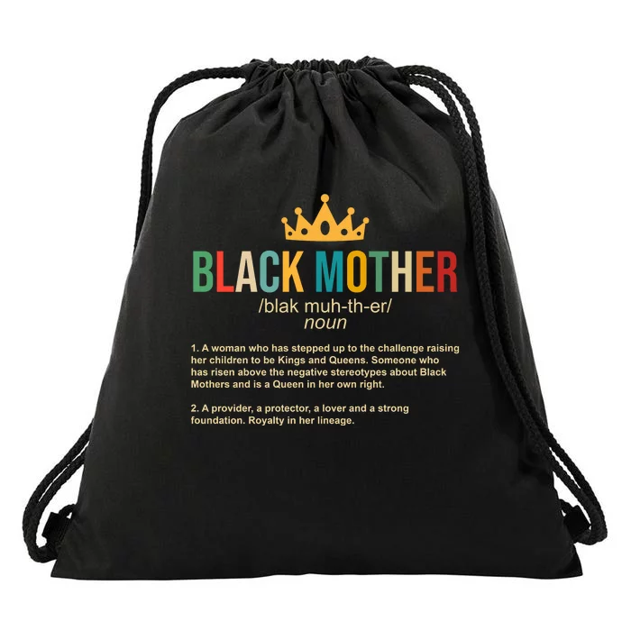 Black Mother Definition Crown Drawstring Bag