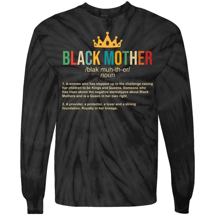 Black Mother Definition Crown Tie-Dye Long Sleeve Shirt