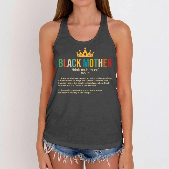 Black Mother Definition Crown Women's Knotted Racerback Tank