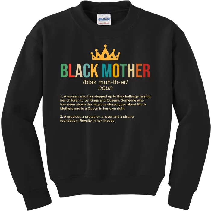 Black Mother Definition Crown Kids Sweatshirt