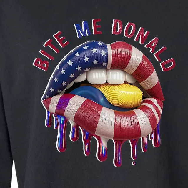 Bite Me Donald Anti Trump Print Funny Political Cropped Pullover Crew