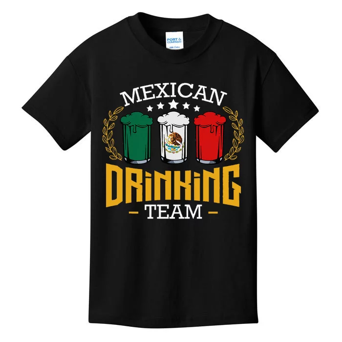 Beer Mexican Drinking Team Mexico Flag Funny Beer Pub Party Kids T-Shirt