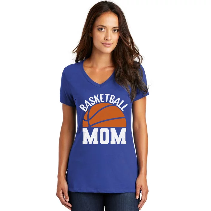 Basketball Mom Design For Your Favorite Player Mother's Day Gift Women's V-Neck T-Shirt