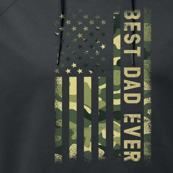 Best Military Dad Ever American Flag Fathers Day Performance Fleece Hoodie