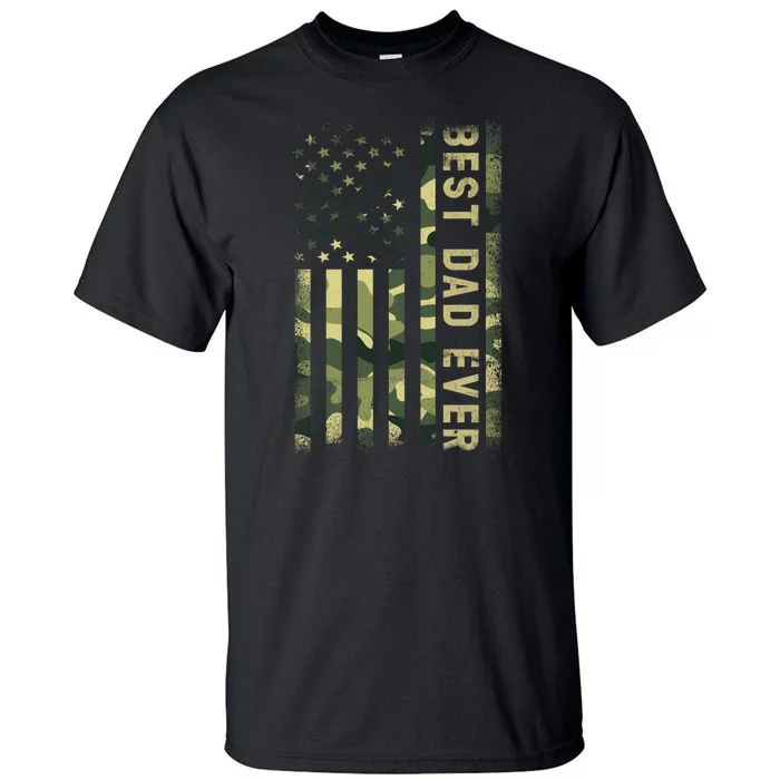 Best Military Dad Ever American Flag Fathers Day Tall T-Shirt