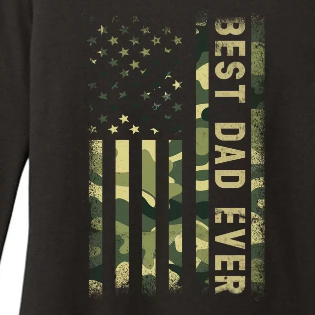 Best Military Dad Ever American Flag Fathers Day Womens CVC Long Sleeve Shirt