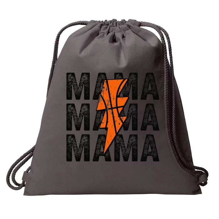 Basketball Mama Distressed Lightning Bolt Mom Drawstring Bag