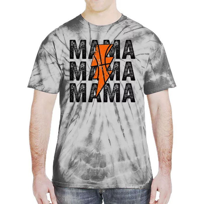 Basketball Mama Distressed Lightning Bolt Mom Tie-Dye T-Shirt