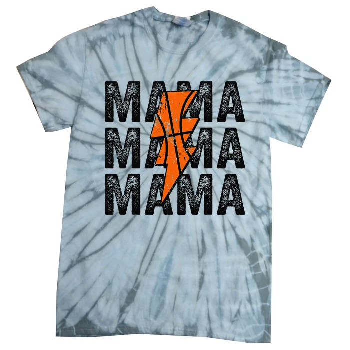 Basketball Mama Distressed Lightning Bolt Mom Tie-Dye T-Shirt