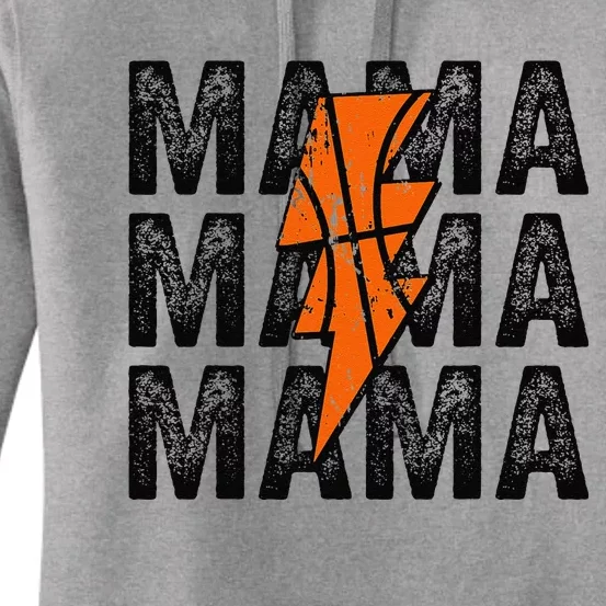 Basketball Mama Distressed Lightning Bolt Mom Women's Pullover Hoodie