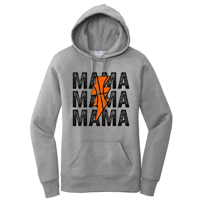 Basketball Mama Distressed Lightning Bolt Mom Women's Pullover Hoodie