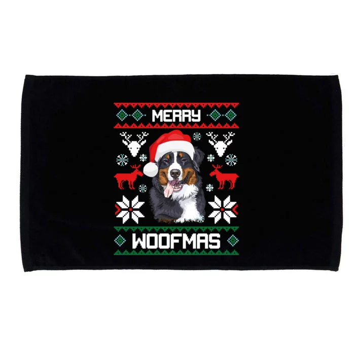 Bernese Mountain Dog Gift For Merry Christmas Woofmas Berner Microfiber Hand Towel