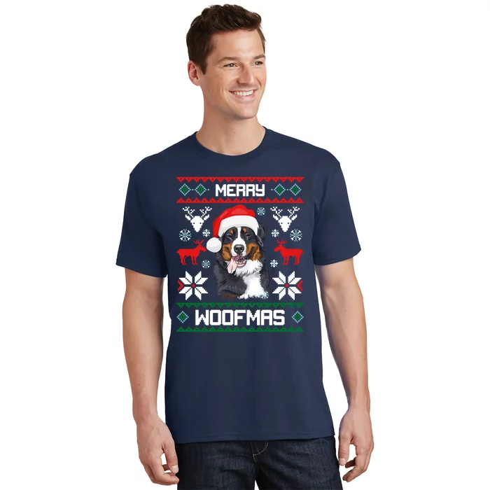 Bernese Mountain Dog Gift For Merry Christmas Woofmas Berner T-Shirt