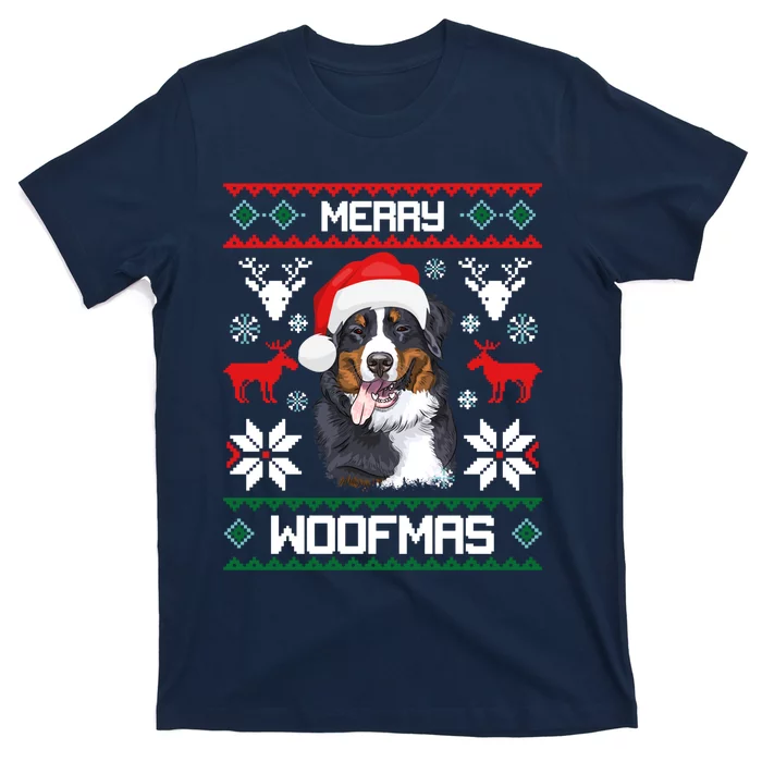 Bernese Mountain Dog Gift For Merry Christmas Woofmas Berner T-Shirt