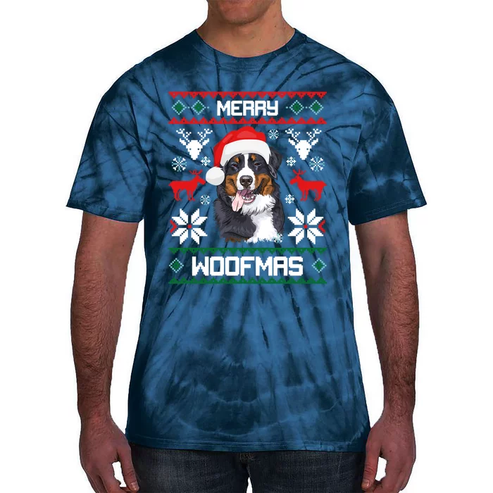 Bernese Mountain Dog Gift For Merry Christmas Woofmas Berner Tie-Dye T-Shirt