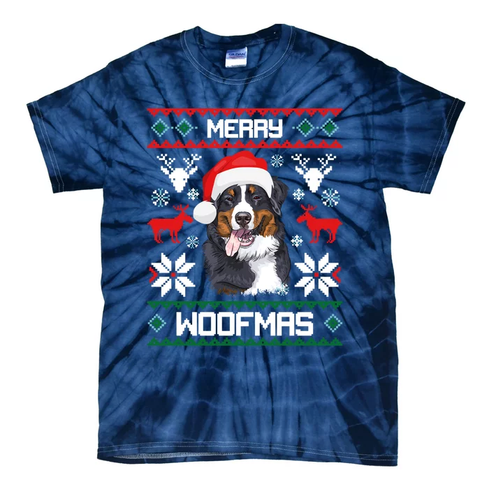 Bernese Mountain Dog Gift For Merry Christmas Woofmas Berner Tie-Dye T-Shirt