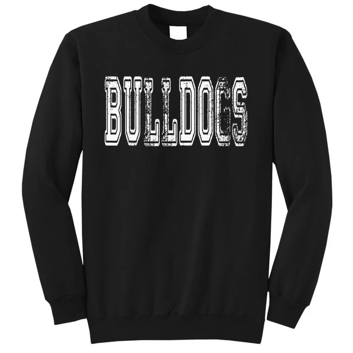 Bulldogs Mascot Distressed Vintage School Sports Name Fan Sweatshirt