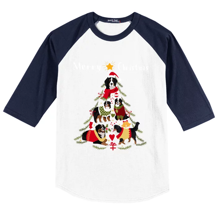 Bernese Mountain Dog Christmas Tree Xmas Gift Baseball Sleeve Shirt