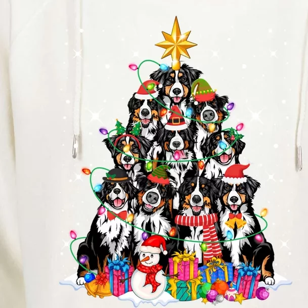 Bernese Mountain Dog Tree Christmas Funny Xmas Pet Dog Lover Great Gift Womens Funnel Neck Pullover Hood