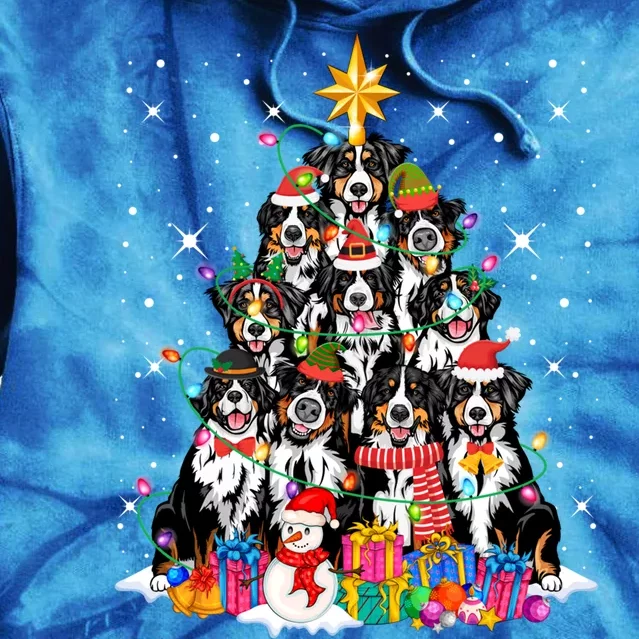 Bernese Mountain Dog Tree Christmas Funny Xmas Pet Dog Lover Great Gift Tie Dye Hoodie