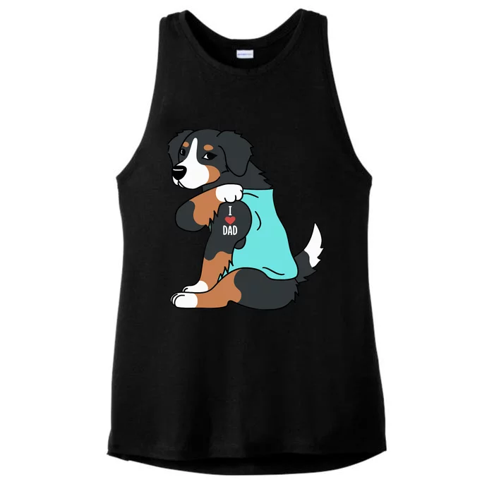 Bernese Mountain Dog I Love Dad Funny Dog Ladies Tri-Blend Wicking Tank