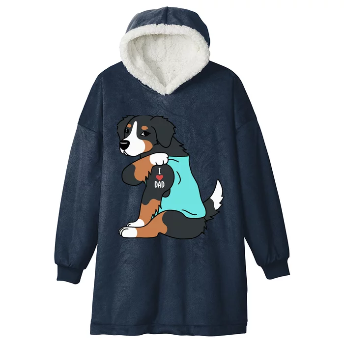 Bernese Mountain Dog I Love Dad Funny Dog Hooded Wearable Blanket