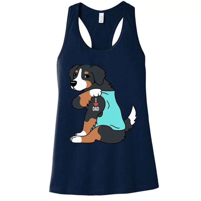 Bernese Mountain Dog I Love Dad Funny Dog Women's Racerback Tank