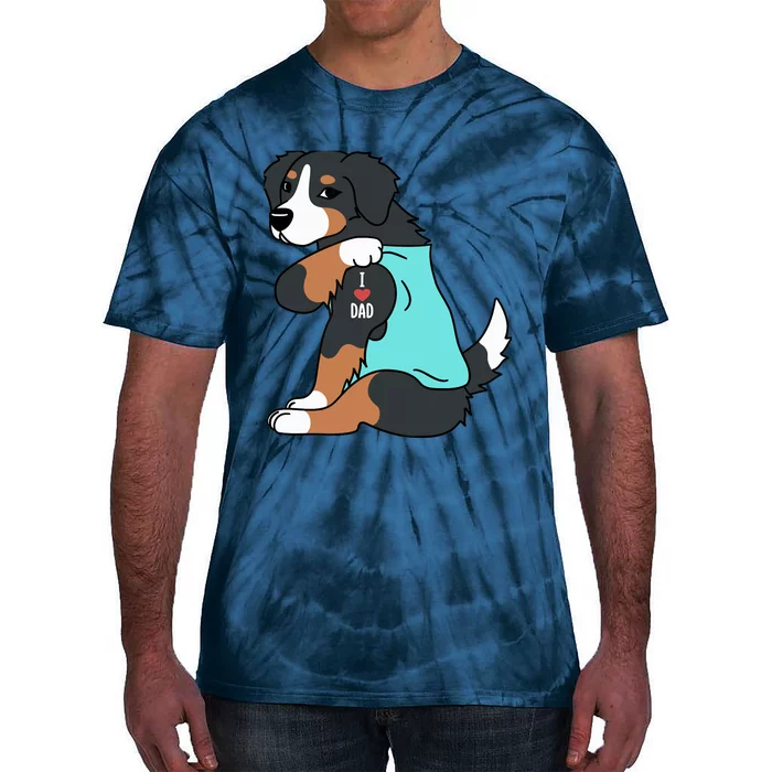 Bernese Mountain Dog I Love Dad Funny Dog Tie-Dye T-Shirt