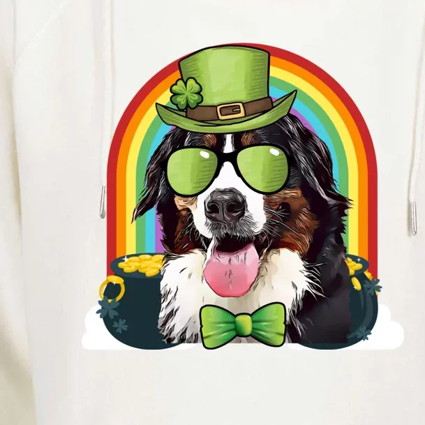 Bernese Mountain Dog Leprechaun Funny St Patricks Day Gift Womens Funnel Neck Pullover Hood