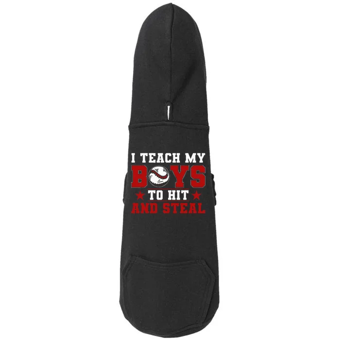 Baseball Mom Dad I Teach My To Hit And Steal Doggie 3-End Fleece Hoodie